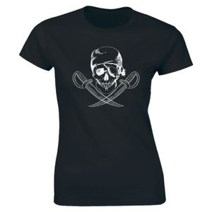 Half It Tops - Skull Sword Pirate Crossed Sword Pirates T-shirt Half It Tops - Skull Sword Pirate Crossed Sword Pirates T-shirt